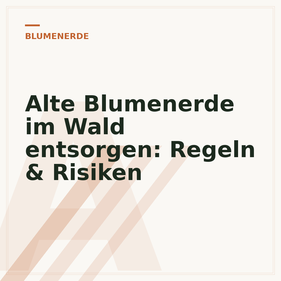 Alte Blumenerde im Wald entsorgen: Regeln & Risiken