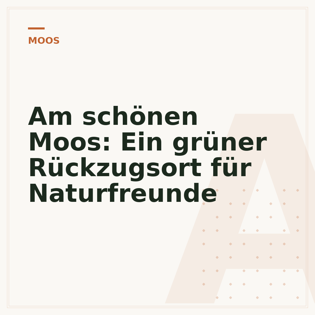 Am schönen Moos: Ein grüner Rückzugsort für Naturfreunde