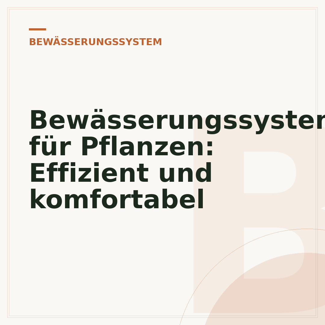 Bewässerungssystem für Pflanzen: Effizient und komfortabel