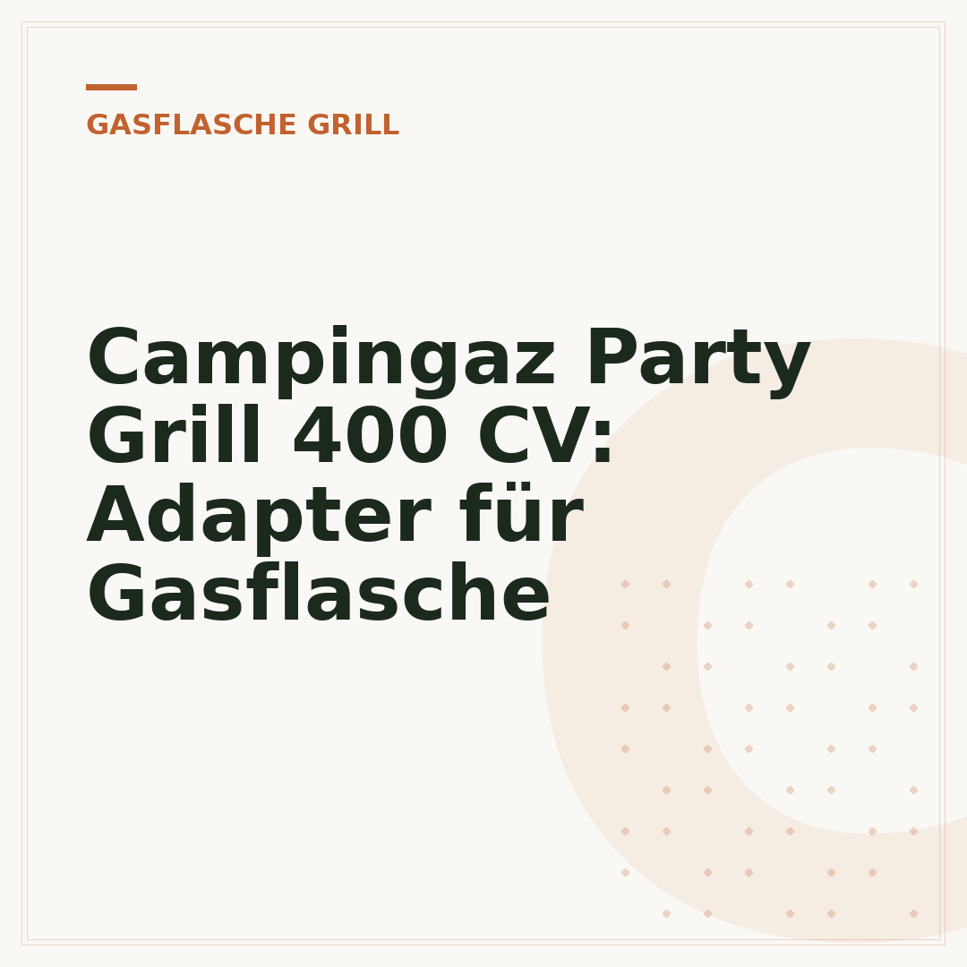 Campingaz Party Grill 400 CV: Adapter für Gasflasche