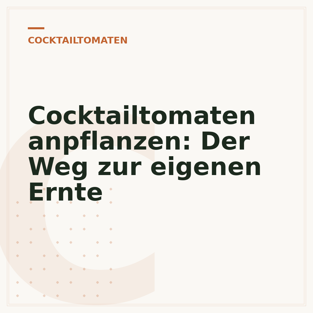 Cocktailtomaten anpflanzen: Der Weg zur eigenen Ernte