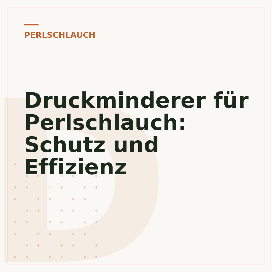 Druckminderer für Perlschlauch: Schutz und Effizienz