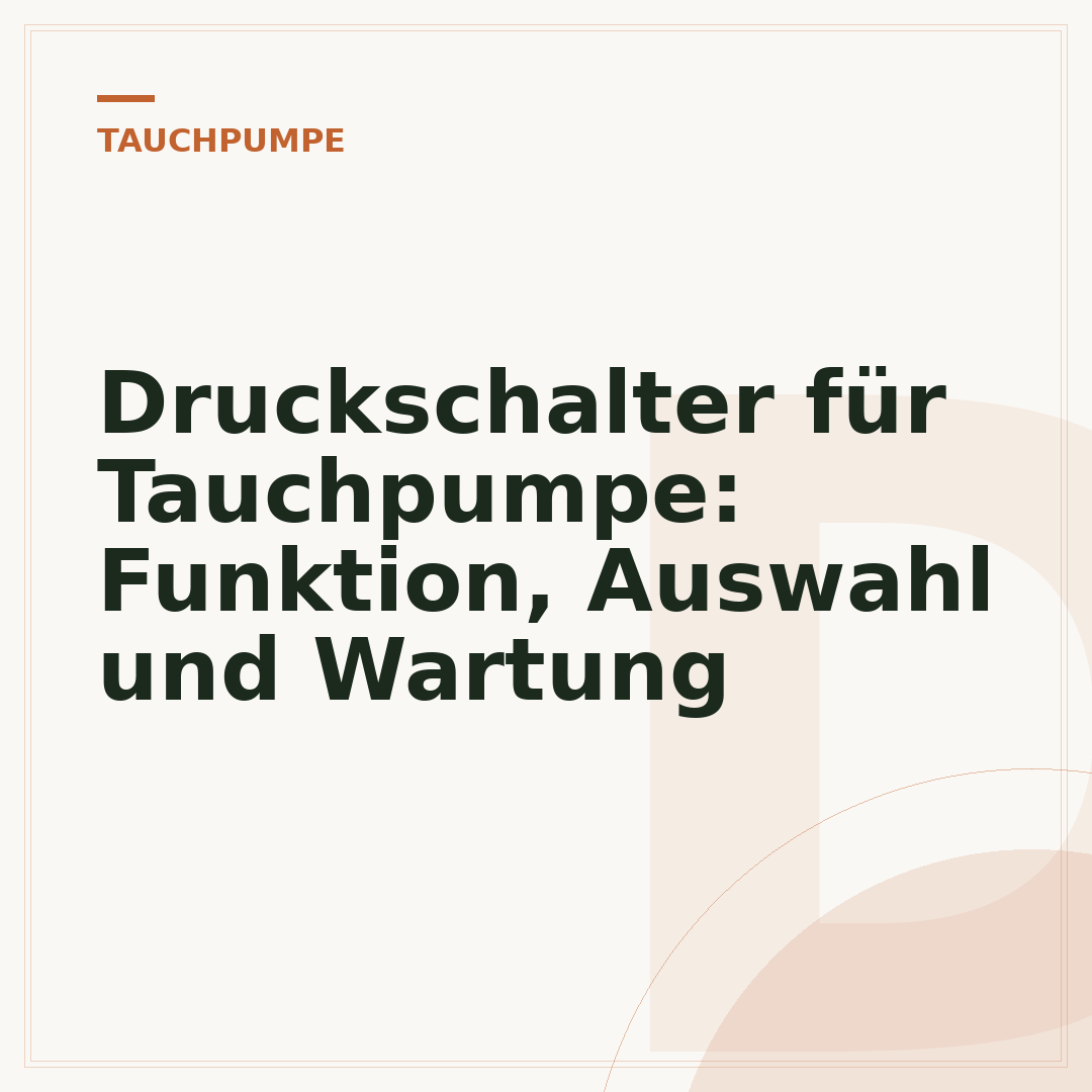 Druckschalter für Tauchpumpe: Funktion, Auswahl und Wartung