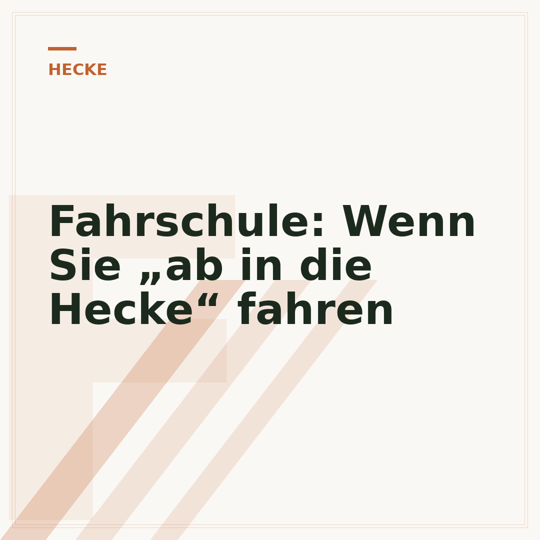 Fahrschule: Wenn Sie „ab in die Hecke“ fahren