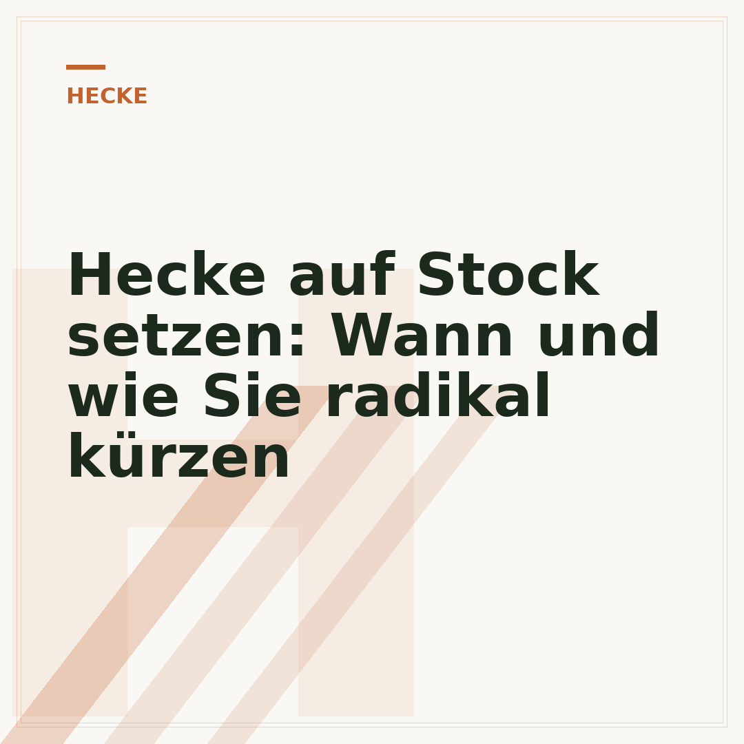 Hecke auf Stock setzen: Wann und wie Sie radikal kürzen