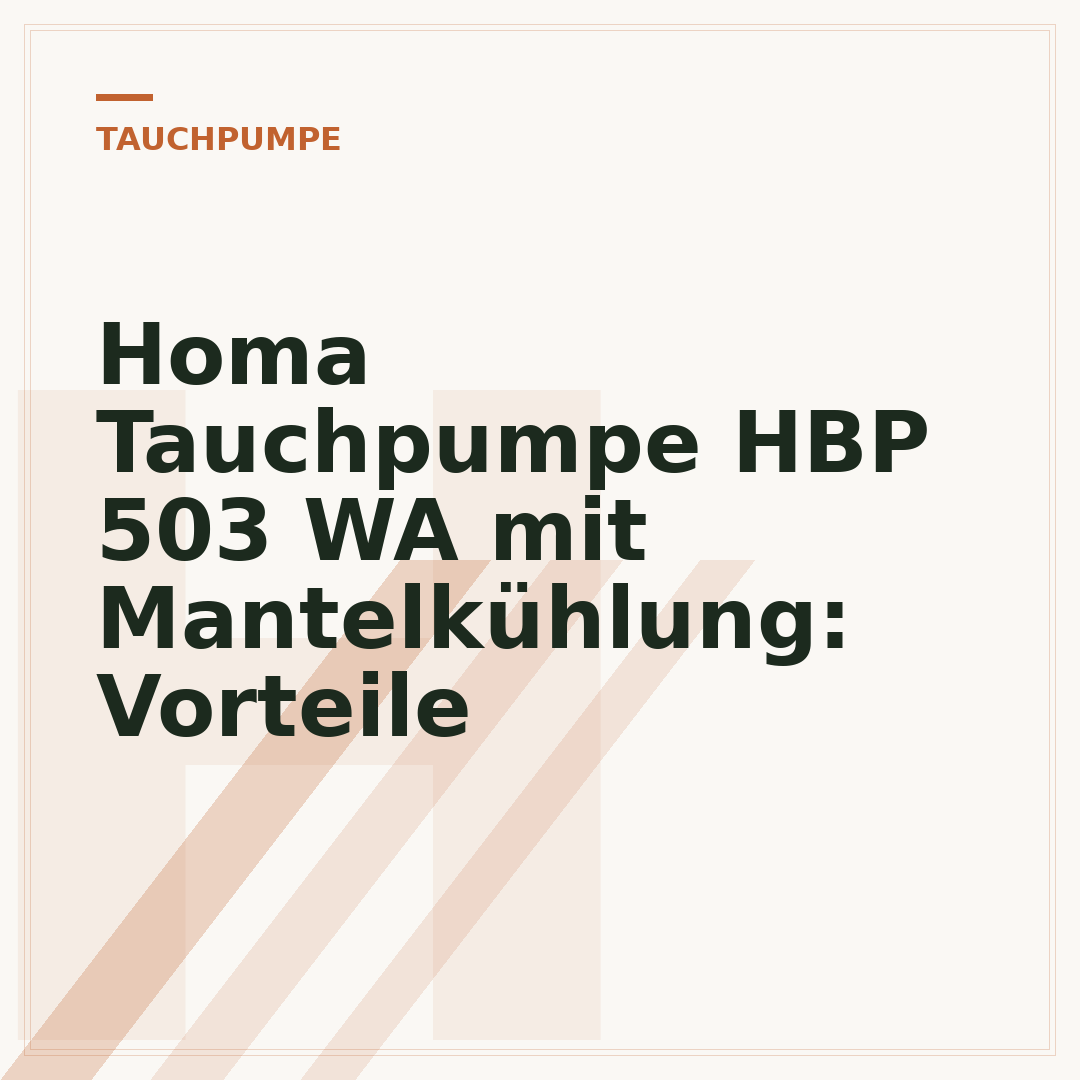 Homa Tauchpumpe HBP 503 WA mit Mantelkühlung: Vorteile