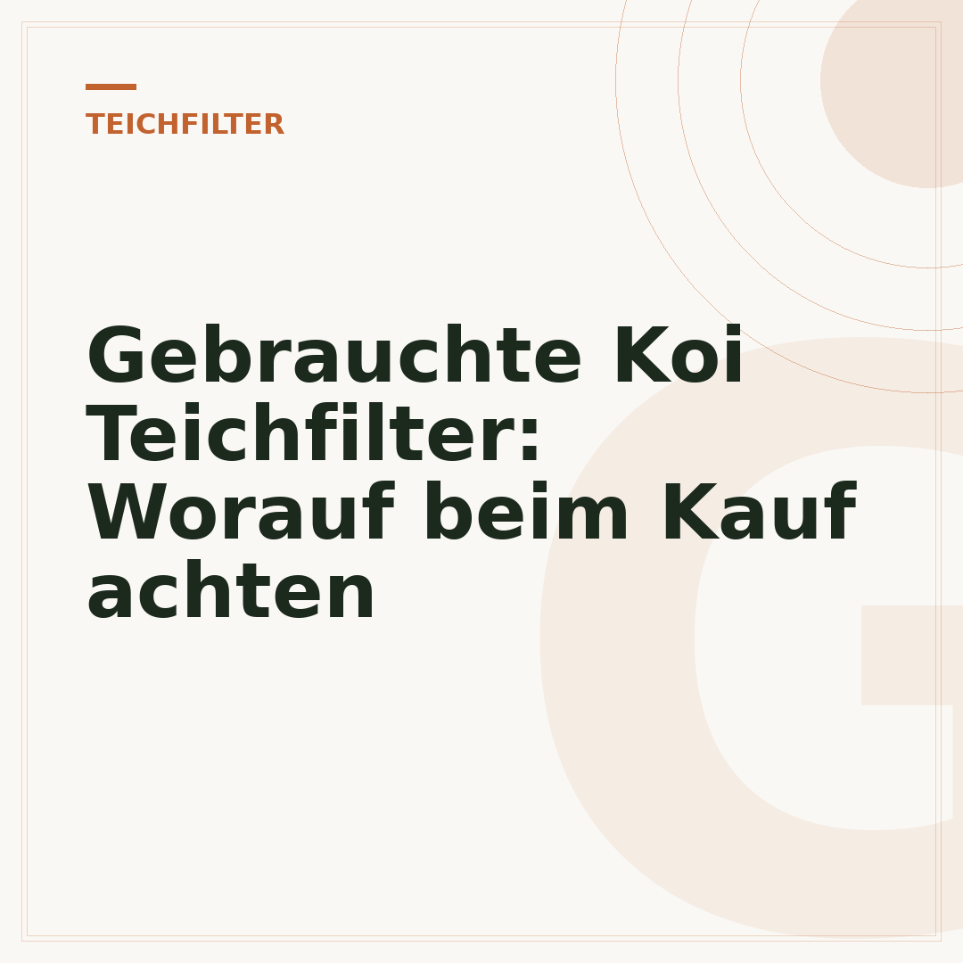 Gebrauchte Koi Teichfilter: Worauf beim Kauf achten