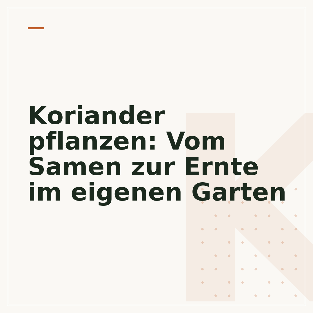 Koriander pflanzen: Vom Samen zur Ernte im eigenen Garten