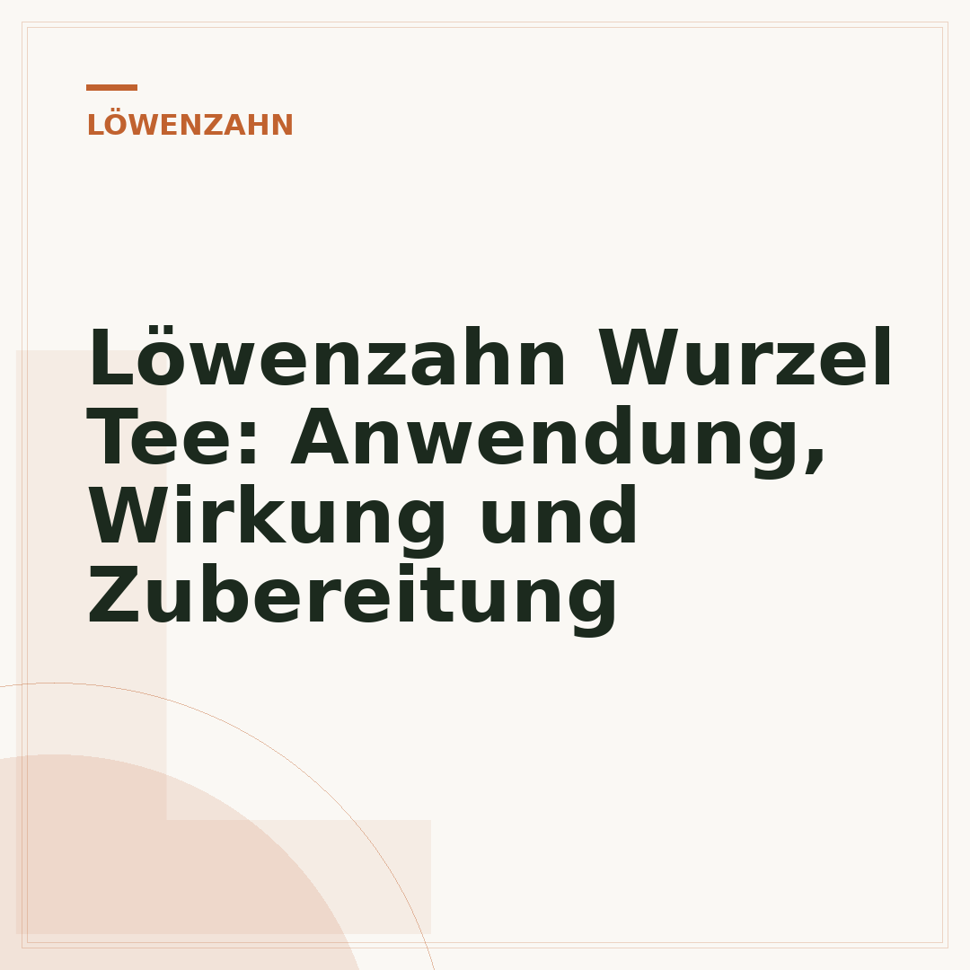 Löwenzahn Wurzel Tee: Anwendung, Wirkung und Zubereitung