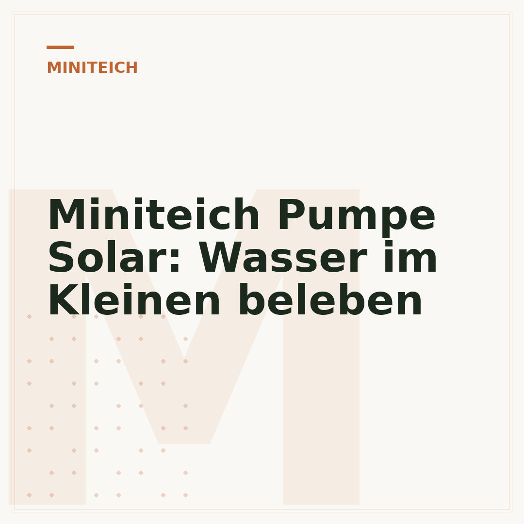Miniteich Pumpe Solar: Wasser im Kleinen beleben