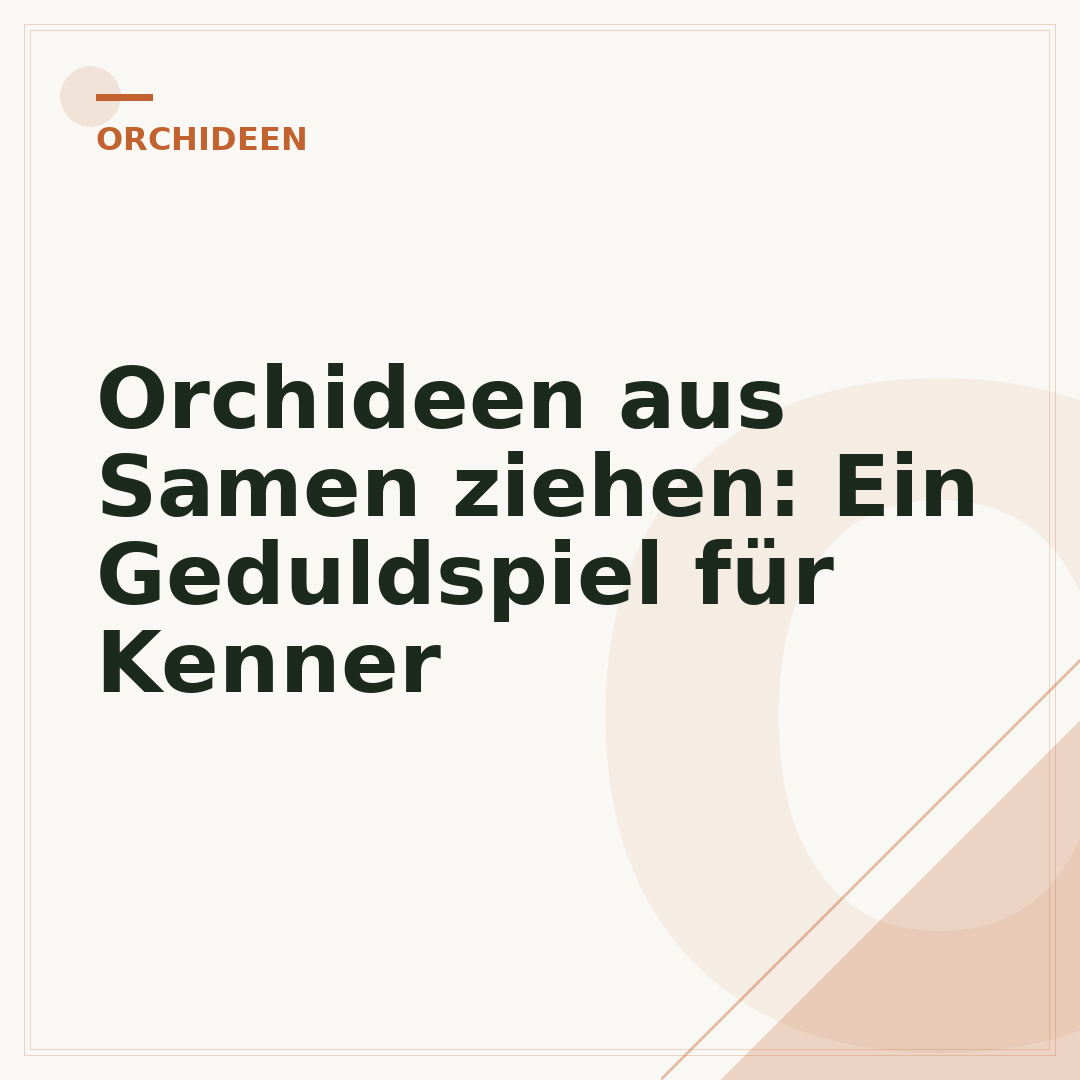 Orchideen aus Samen ziehen: Ein Geduldspiel für Kenner