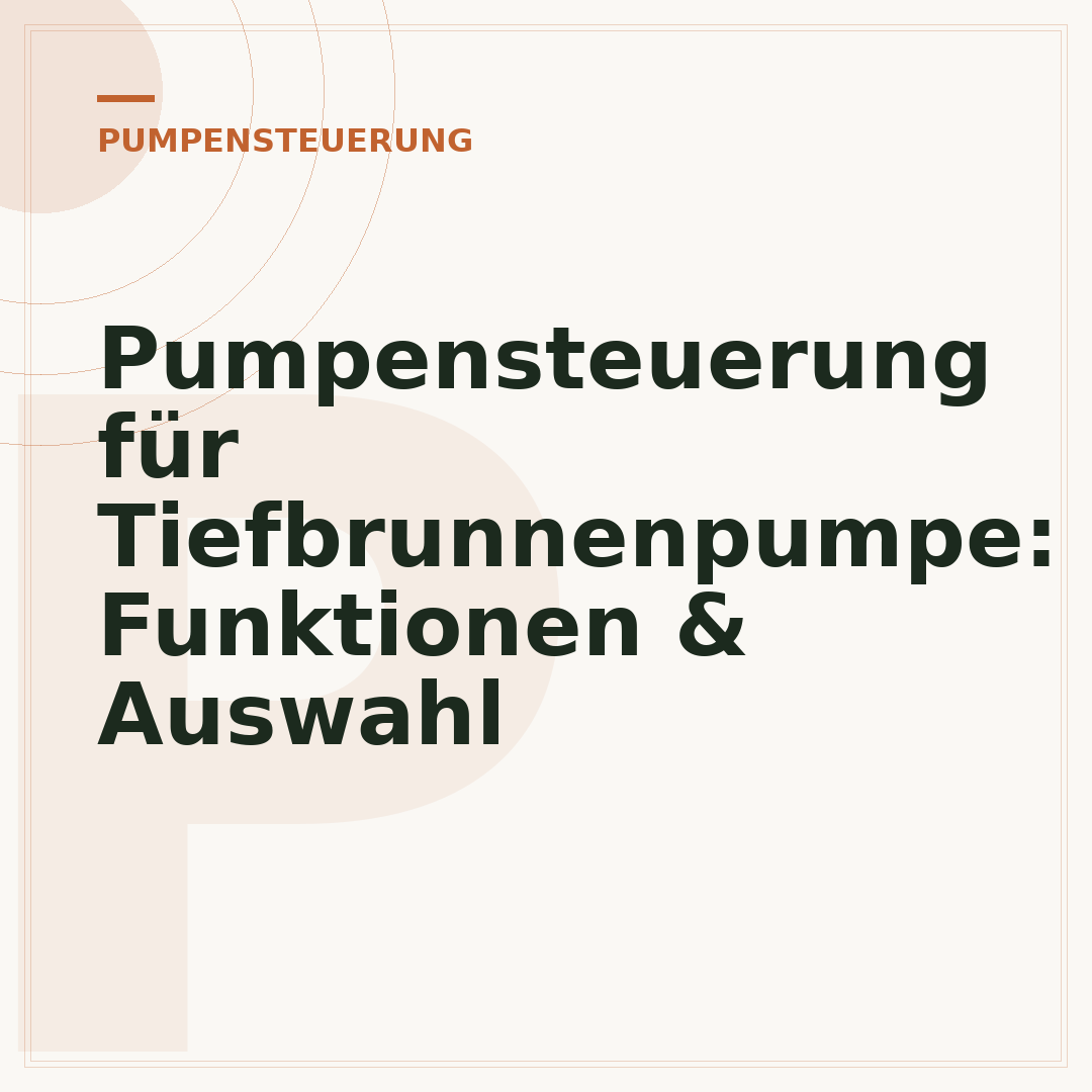 Pumpensteuerung für Tiefbrunnenpumpe: Funktionen & Auswahl
