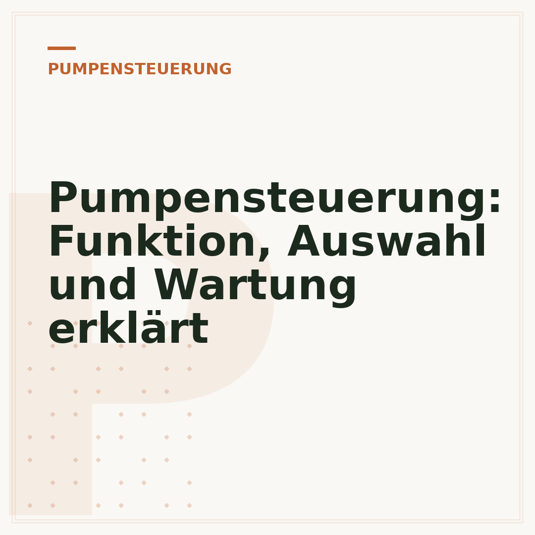 Pumpensteuerung: Funktion, Auswahl und Wartung erklärt