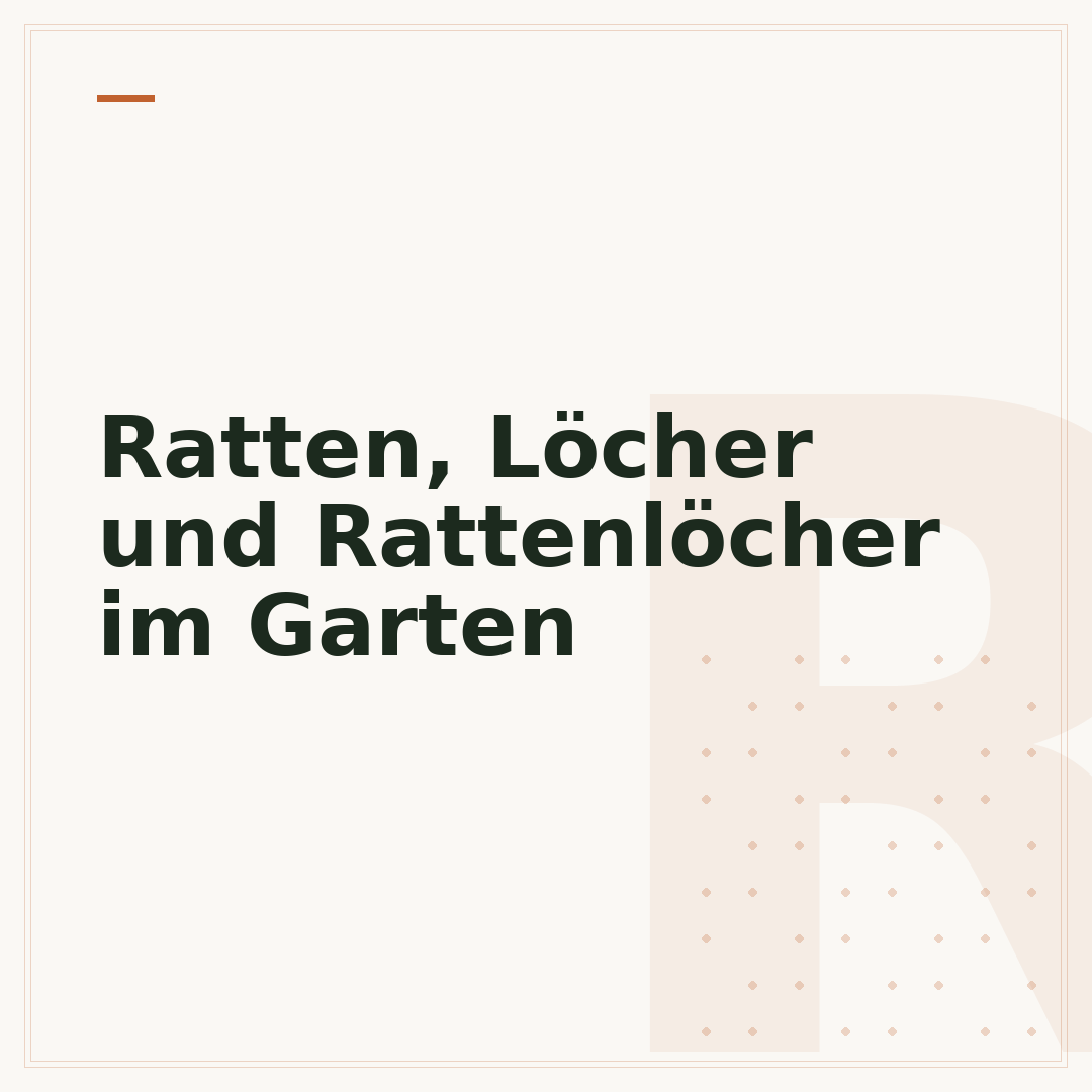 Ratten, Löcher und Rattenlöcher im Garten