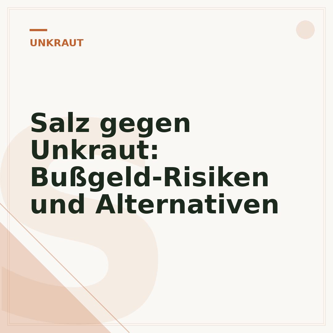 Salz gegen Unkraut: Bußgeld-Risiken und Alternativen