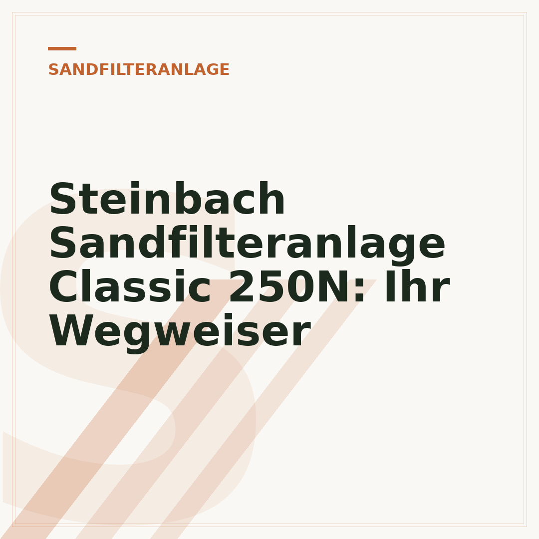 Steinbach Sandfilteranlage Classic 250N: Ihr Wegweiser