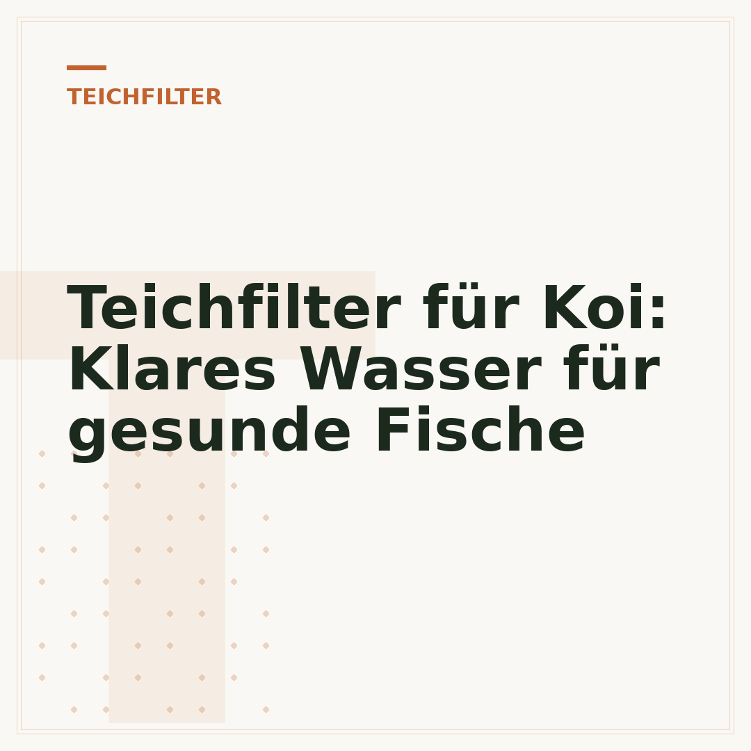 Teichfilter für Koi: Klares Wasser für gesunde Fische