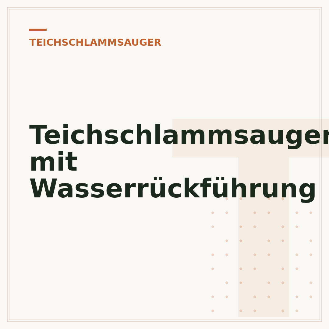 Teichschlammsauger mit Wasserrückführung