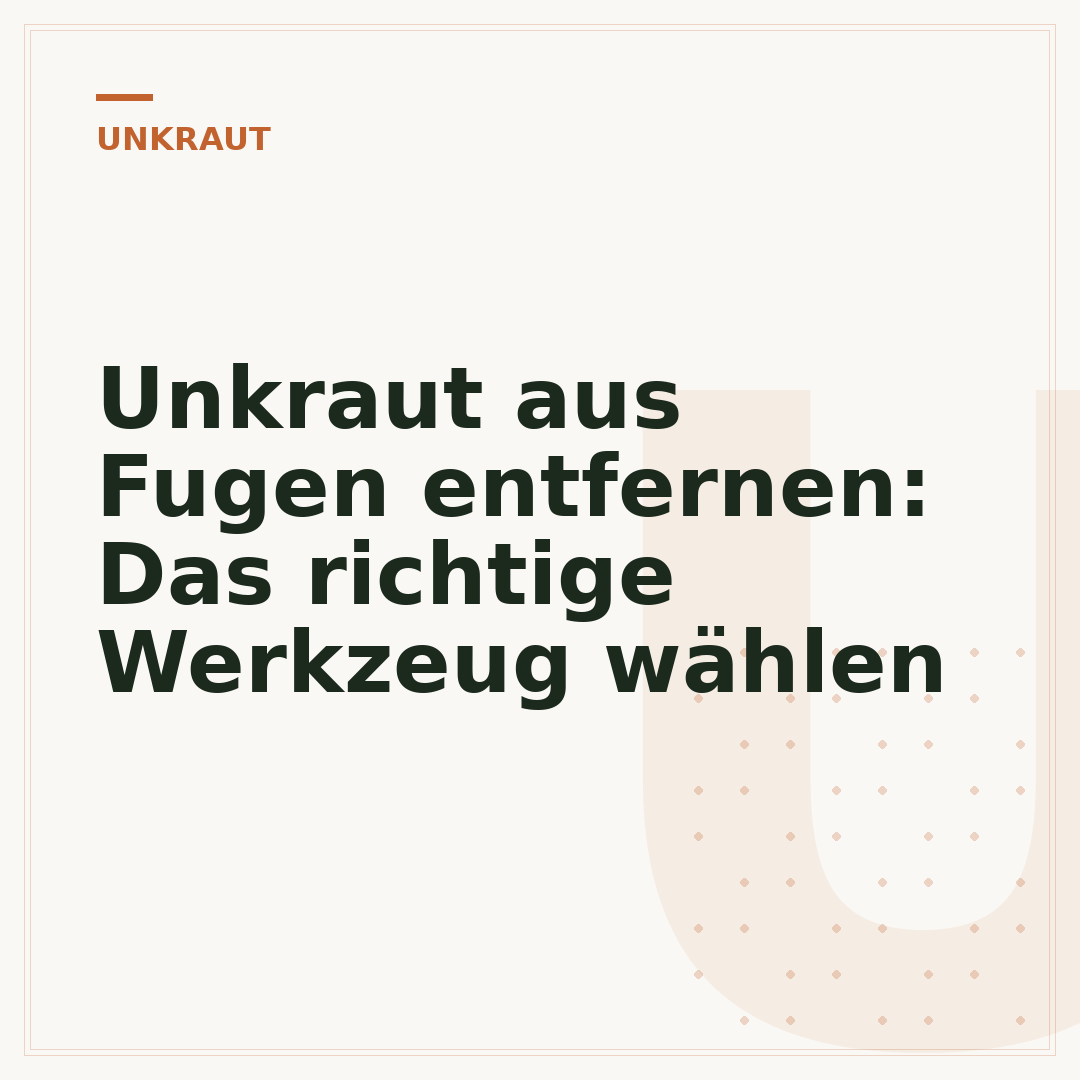 Unkraut aus Fugen entfernen: Das richtige Werkzeug wählen