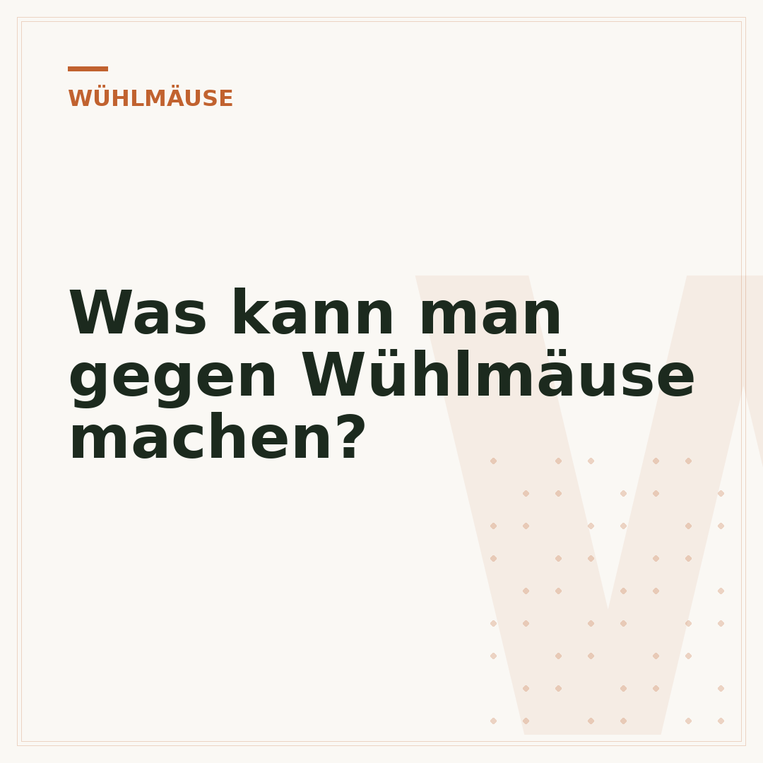 Was kann man gegen Wühlmäuse machen?